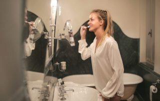 Girl brushing her teeth