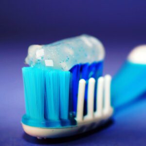 Toothpaste on tooth brush