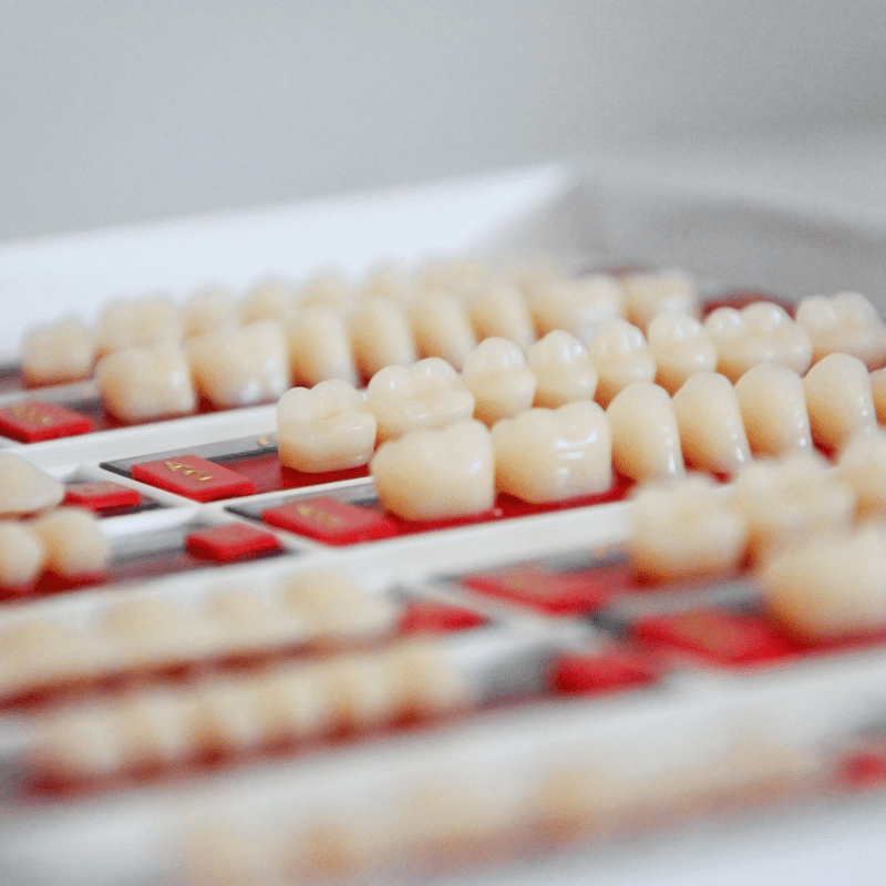 Teeth collection laid in wax